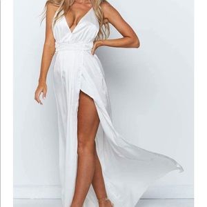 White Satin Maxi Dress